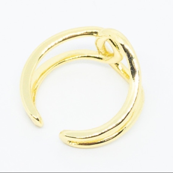 Solid .925 Sterling Silver Gold Ring – Adjustable Interlocked Minimalist Design - Picture 12 of 14